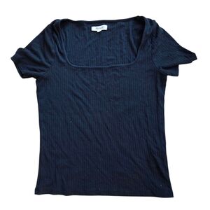 Madewell Ribbed Square Neck Shortsleeve T Shirt Black Size S